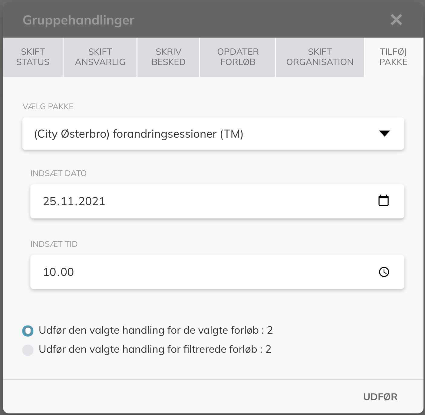 Gruppenaktion - Erstellen Sie das gleiche Paket für mehrere Personen