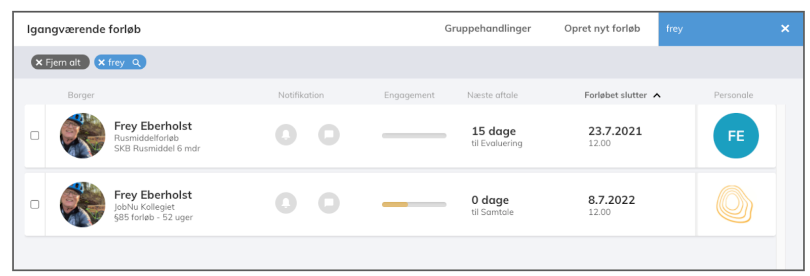 Übersichtsseite mit einem für ein Programm zuständigen Avatar